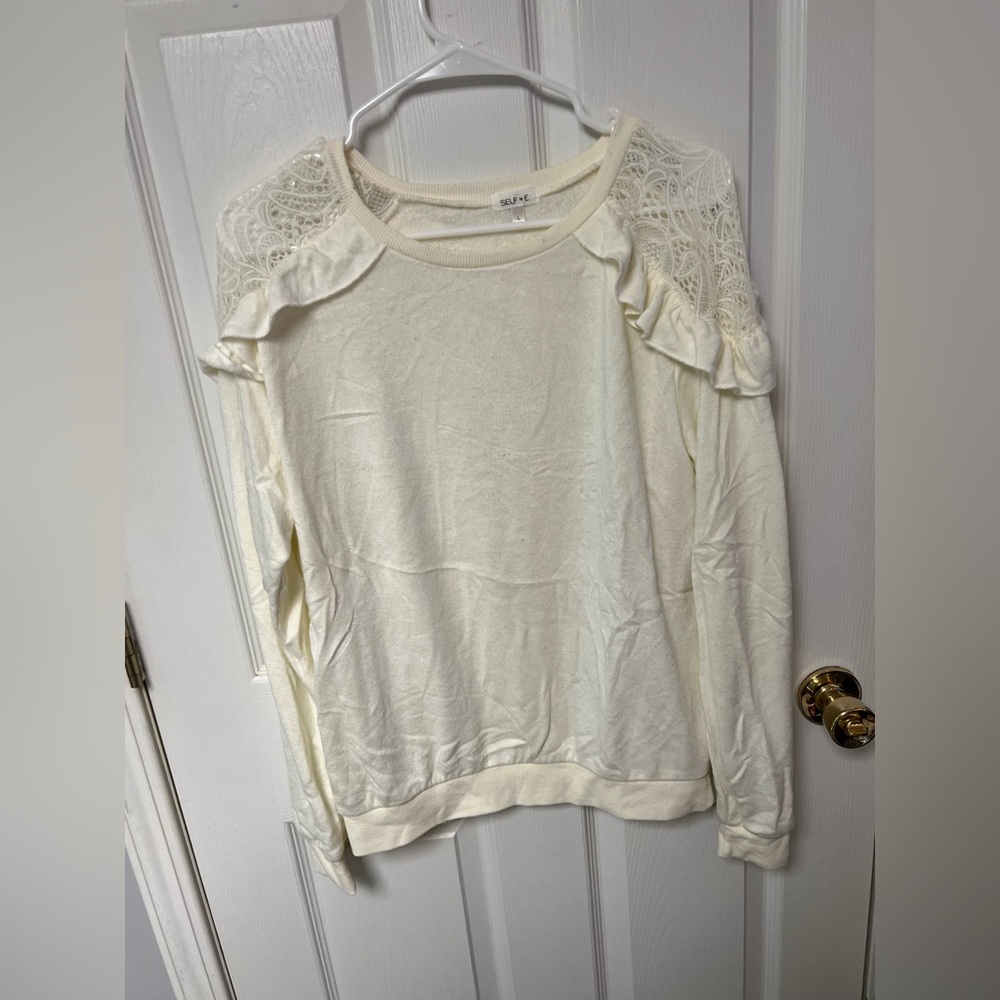 Cream long sleeve shirt